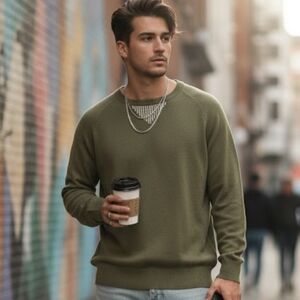 Denver Hayes Vintage Cotton Olive Green Sweater SZ M